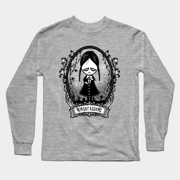 Monday Addams Long Sleeve T-Shirt by JayHai